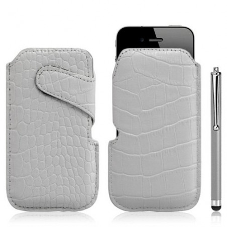 Housse coque étui pochette style croco pour Apple Iphone 4/4S + Stylet