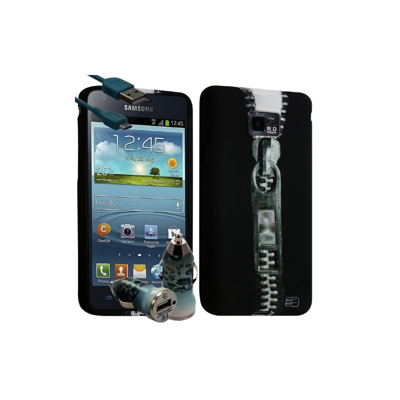 Housse Coque pour Samsung Galaxy S2 Plus Motif LM07 + Chargeur auto