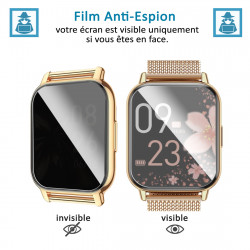 Protection Anti-Espion en Verre Fléxible pour Popglory Montre Connectée 1.85 Pouces (Pack x4)