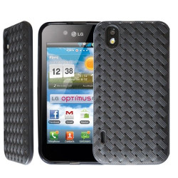 housse étui coque souple tressée grise pour LG Optimus Black + Film de protection