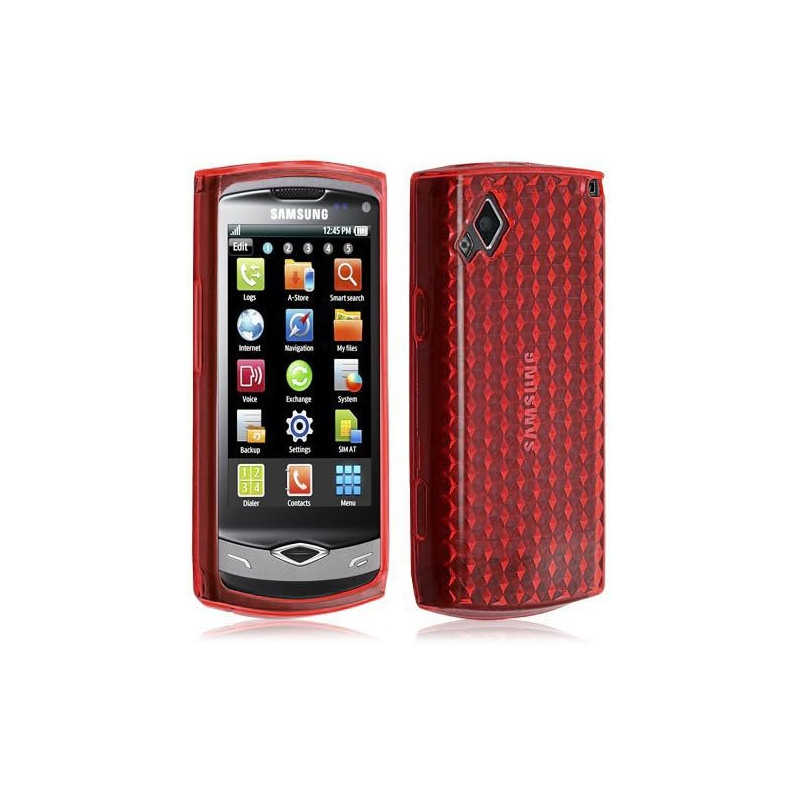 Coque en gel transparent pour Samsung Wave s8500 motif damier couleur rouge