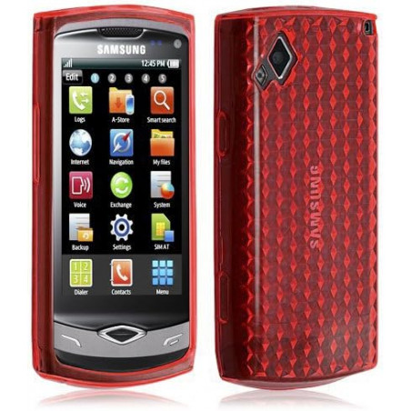 Coque en gel transparent pour Samsung Wave s8500 motif damier couleur rouge