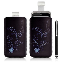 Housse coque étui pochette pour HTC Wildfire S avec motif + Stylet luxe