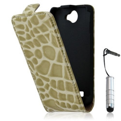 Housse étui coque style crocodile pour Galaxy W i8150 + mini stylet