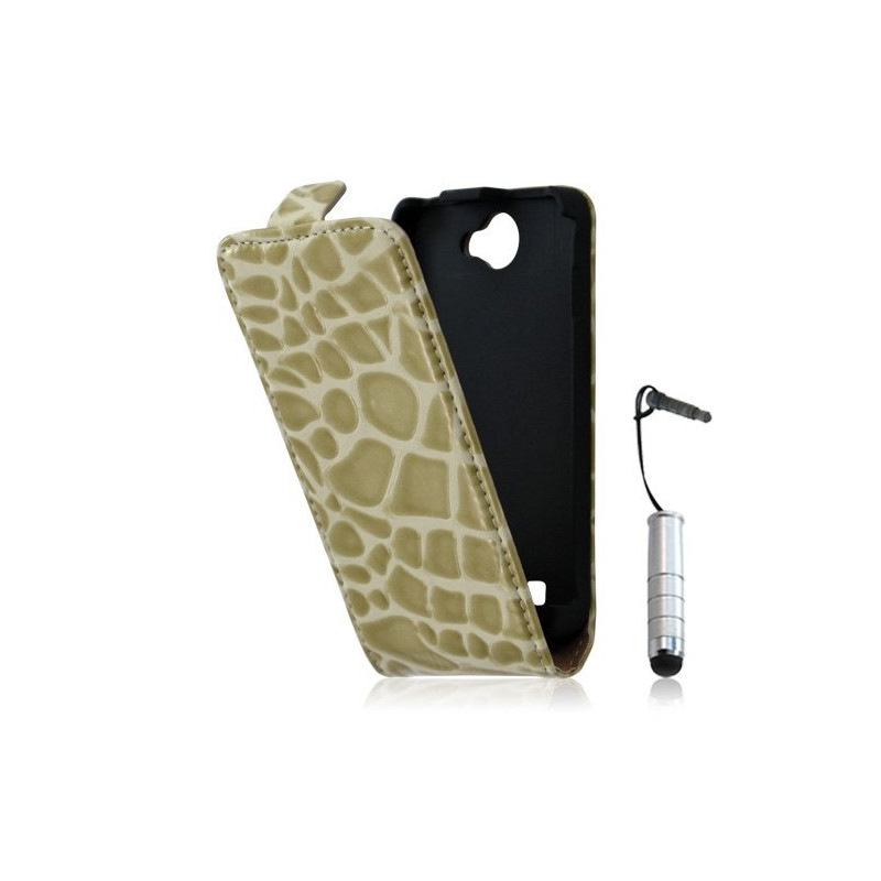 Housse étui coque style crocodile pour Galaxy W i8150 + mini stylet