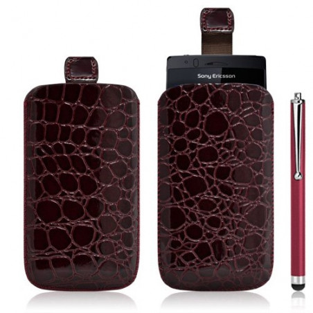 Housse coque étui pochette style croco pour Sony Ericsson Xperia x12 Arc + Stylet