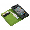 Housse etui portefeuille pour Apple Iphone 4 / 4S couleur vert + Film protecteur