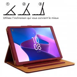 Clavier AZERTY + Étui de Protection Bordeau pour Lenovo Tab M10 5G