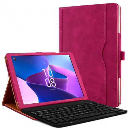 Clavier AZERTY + Étui de Protection Rose pour Lenovo Tab M10 5G