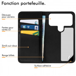 Pack 2 Verres Flexible + Étui Portefeuille (Bleu 1-D) pour Smartphone