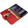 Housse Coque Etui Portefeuille pour Sony Xperia Z1 Couleur Rouge