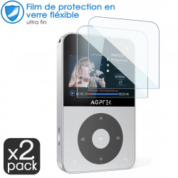 Verre Flexible Dureté 9H pour écran AGPTEK 64Go Lecteur MP3 A52PL 2,3 Pouces (Pack x2)