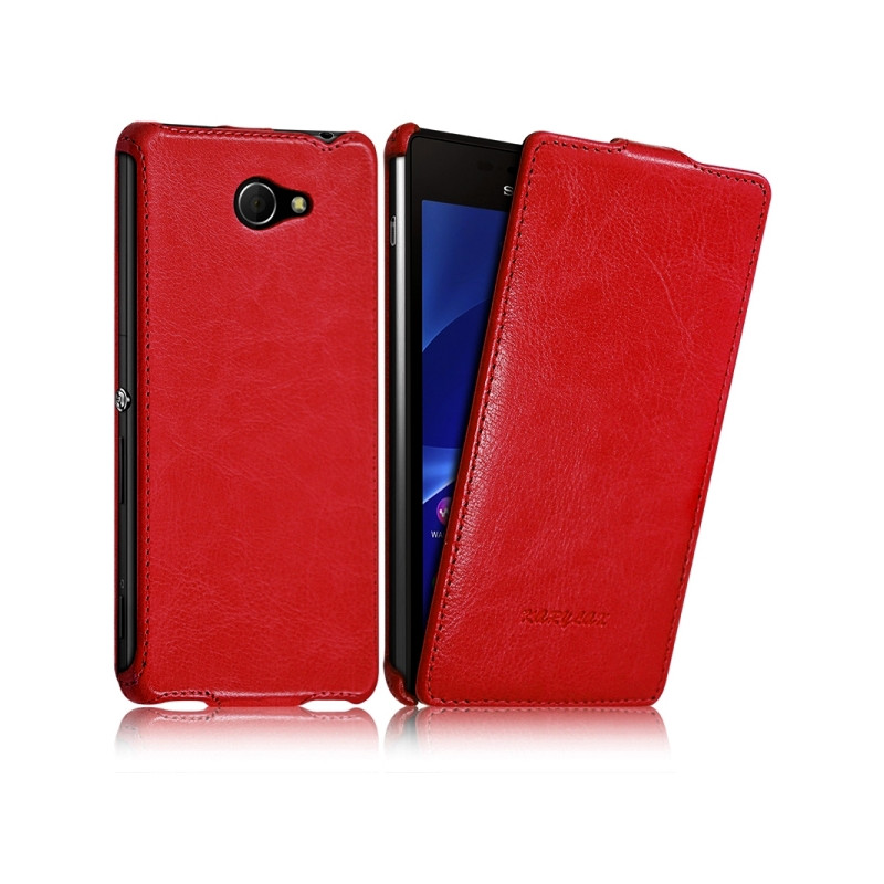 Housse Etui Coque Rigide à Clapet pour Sony Xperia M2 Couleur Rouge + Film de Protection