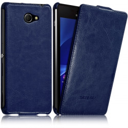 Housse Etui Coque Rigide à Clapet pour Sony Xperia M2 Couleur Bleu Foncé + Film de Protection