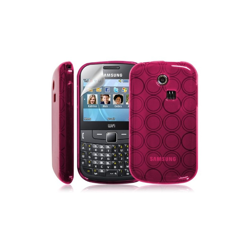 Coque étui housse en gel rose pour Samsung Chat 335 S3350 + film de protection