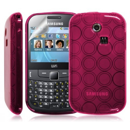 Coque étui housse en gel rose pour Samsung Chat 335 S3350 + film de protection