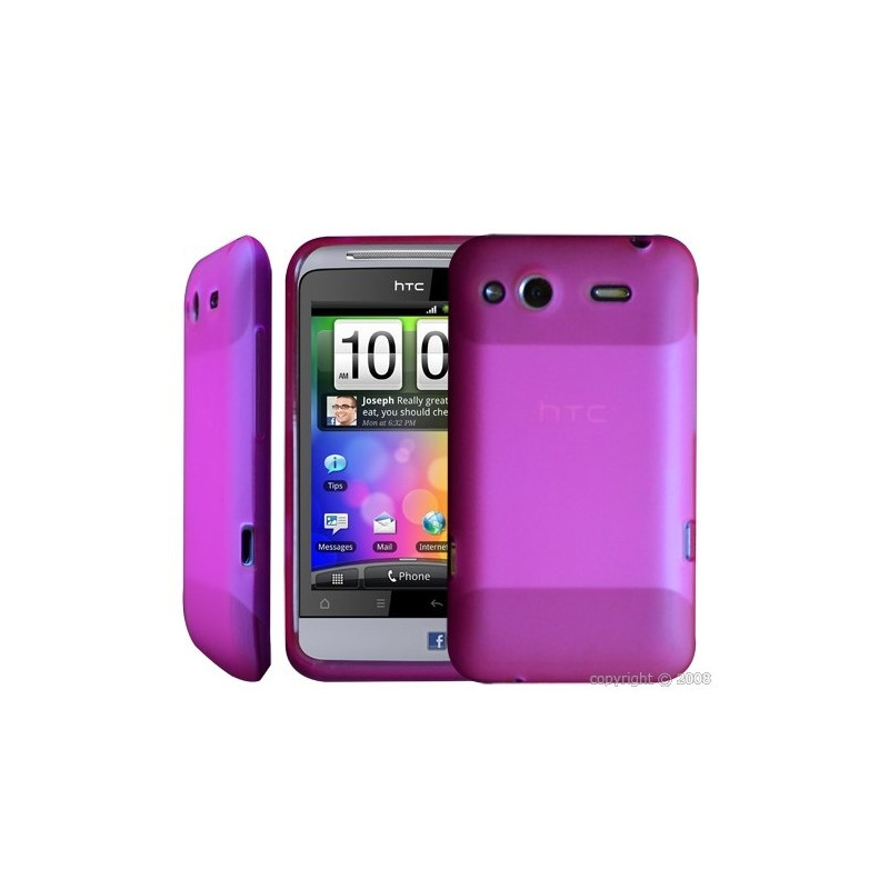 housse étui coque gel rose fuchsia pour HTC Salsa + film de protection