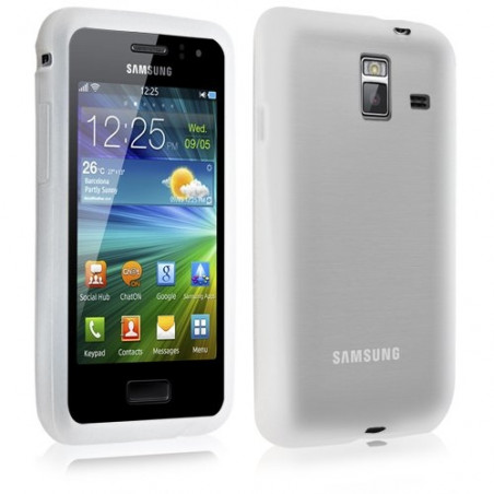 Housse etui coque en silicone translucide pour Samsung Wave M S7250 couleur blanc