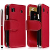 Housse coque étui portefeuille pour Samsung Galaxy SCL i9003 couleur rouge + stylet luxe