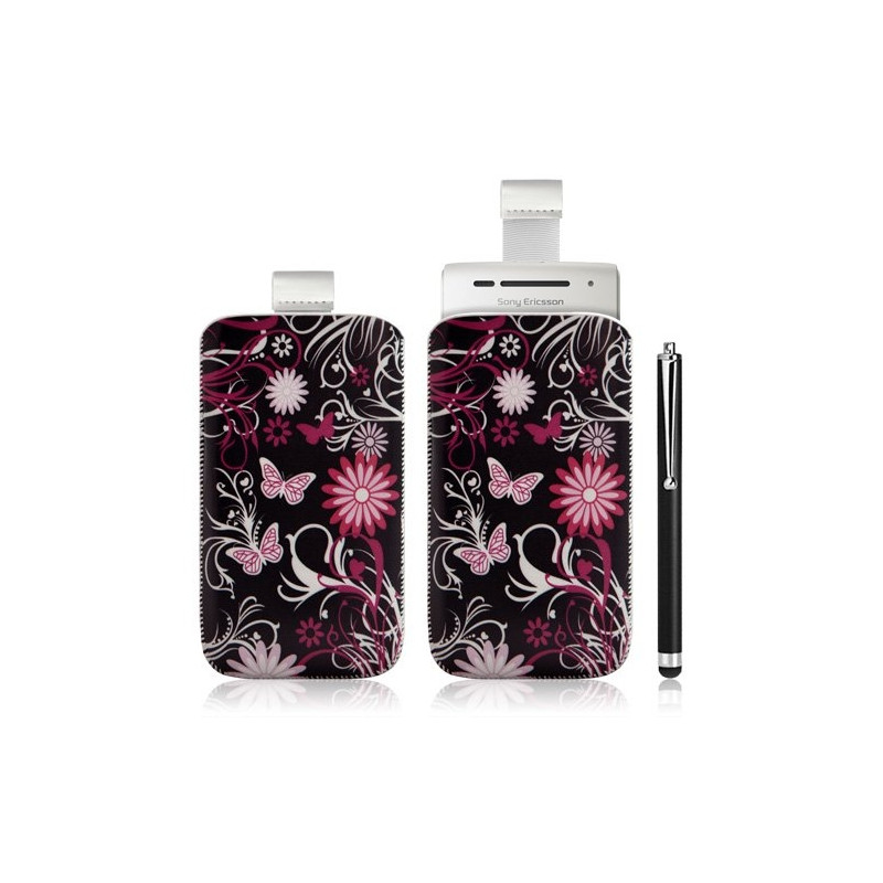 Housse coque étui pochette pour Sony Ericsson Xperia X8 avec motif + Stylet luxe