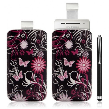 Housse coque étui pochette pour Sony Ericsson Xperia X8 avec motif + Stylet luxe