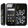 Housse étui coque silicone Samsung Galaxy Ace S5830 motif fleur noir