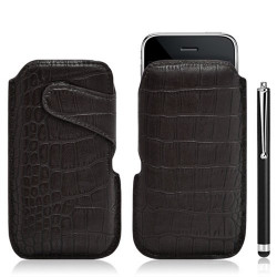 Housse coque étui pochette style croco pour Apple Iphone 3G/3GS + Stylet