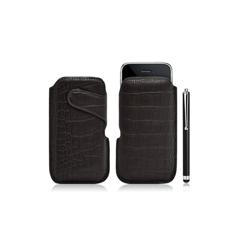 Housse coque étui pochette style croco pour Apple Iphone 3G/3GS + Stylet