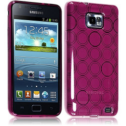 Housse Coque Style Rose Fushia Translucide Cercle pour Samsung Galaxy S2 / S2 Plus + Chargeur Auto