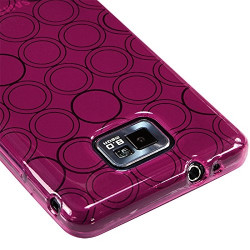 Housse Coque Style Rose Fushia Translucide Cercle pour Samsung Galaxy S2 / S2 Plus + Chargeur Auto