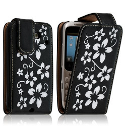 Housse coque étui pour HTC ChaCha motif fleur couleur noir