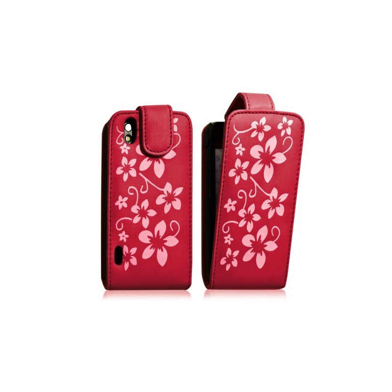 Housse coque étui fleur rouge pour LG Optimus Black + film protecteur