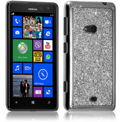 Housse Etui Coque Rigide pour Nokia Lumia 625 Style Paillette Couleur Argent