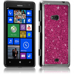 Housse Etui Coque Rigide pour Nokia Lumia 625 Style Paillette Couleur Rose Fushia