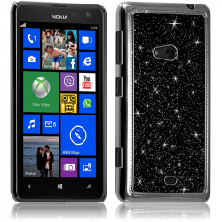 Housse Etui Coque Rigide pour Nokia Lumia 625 Style Paillette Couleur Noir