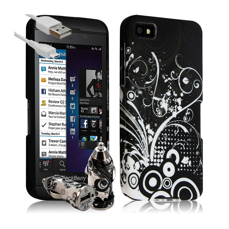 Housse Coque pour Blackberry Z10 motif HF18 + Chargeur Auto