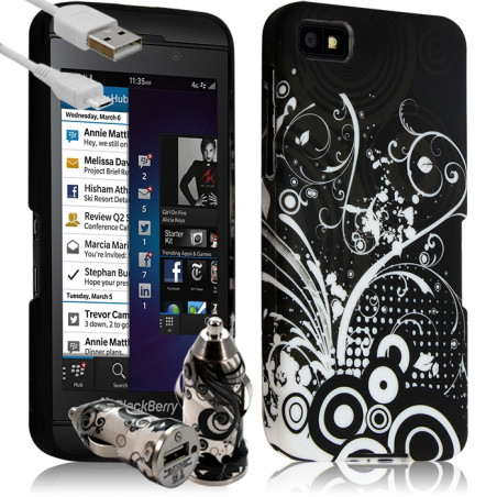 Housse Coque pour Blackberry Z10 motif HF18 + Chargeur Auto