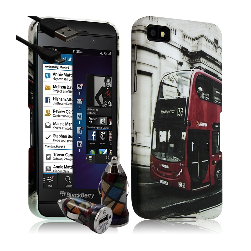 Housse Coque pour Blackberry Z10 motif KJ01 + Chargeur Auto