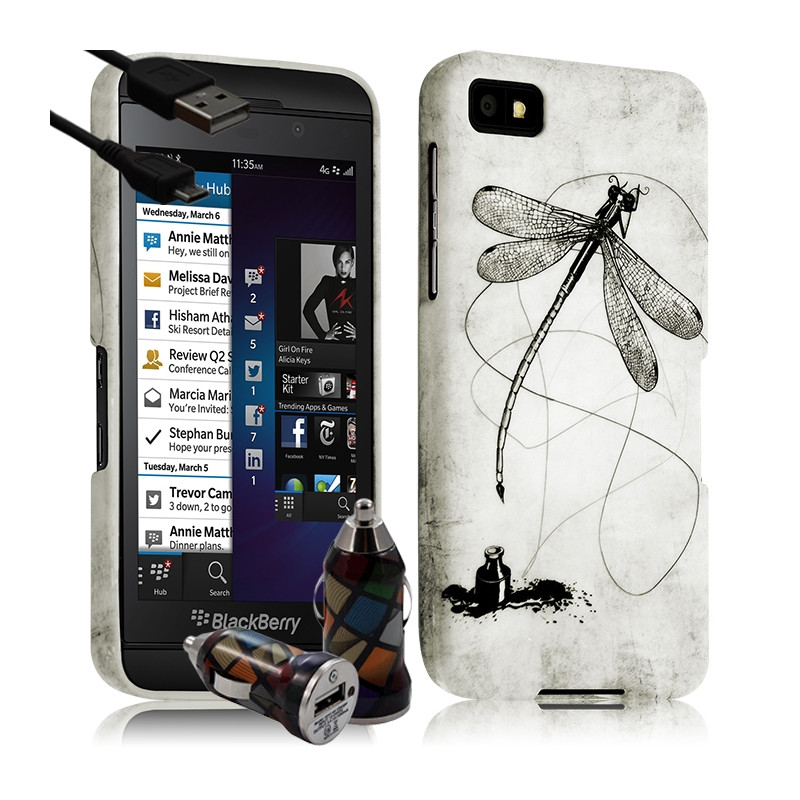 Housse Coque pour Blackberry Z10 motif LM01 + Chargeur Auto