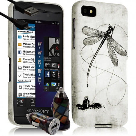 Housse Coque pour Blackberry Z10 motif LM01 + Chargeur Auto