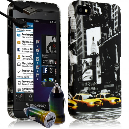 Housse Coque pour Blackberry Z10 motif LM06 + Chargeur Auto