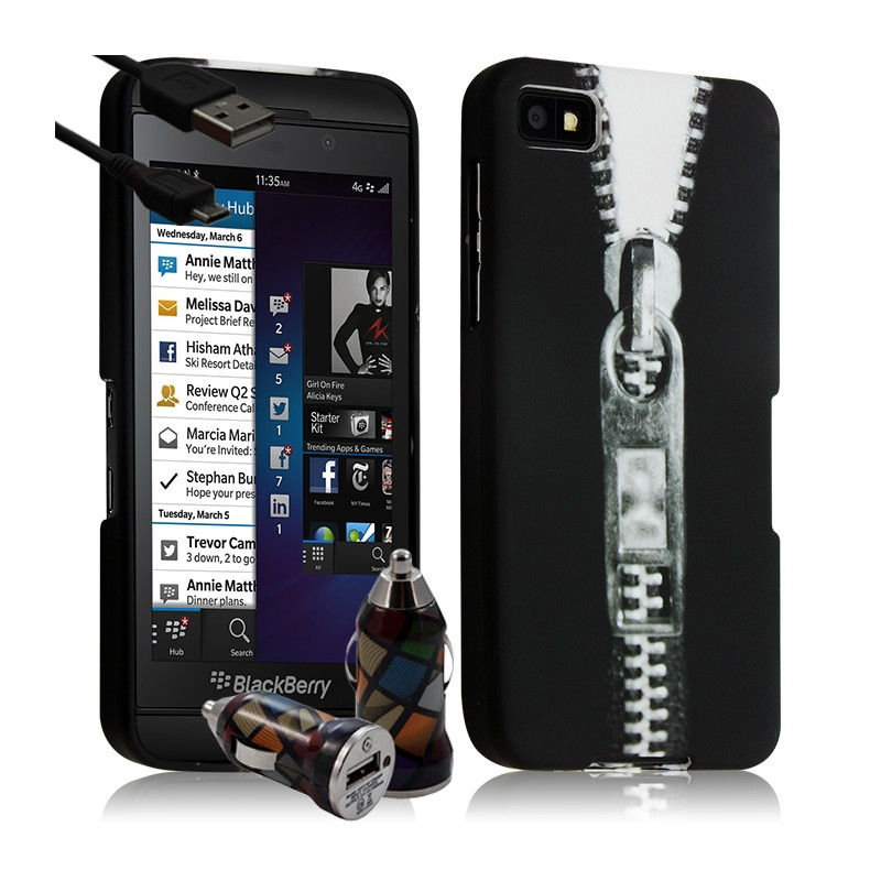 Housse Coque pour Blackberry Z10 motif LM07 + Chargeur Auto