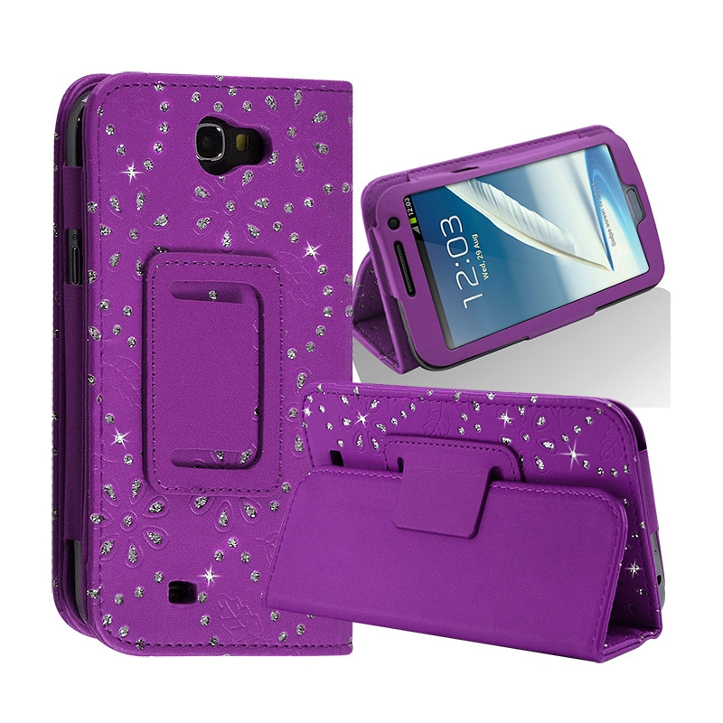 Housse coque etui pour Samsung Galaxy Note 2 Style Diamant Couleur Violet