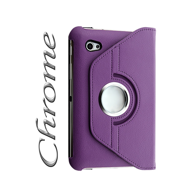 Housse Coque Etui Anneau Style Chrome Pour Samsung Galaxy Tab 7.0 P6200 Avec Rotation 360 Degrés Couleur Violet