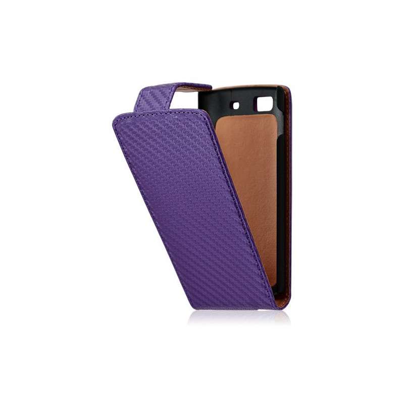 Housse Etui gaufré pour Samsung Wave 3 couleur violet + Film protecteur