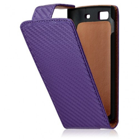 Housse Etui gaufré pour Samsung Wave 3 couleur violet + Film protecteur