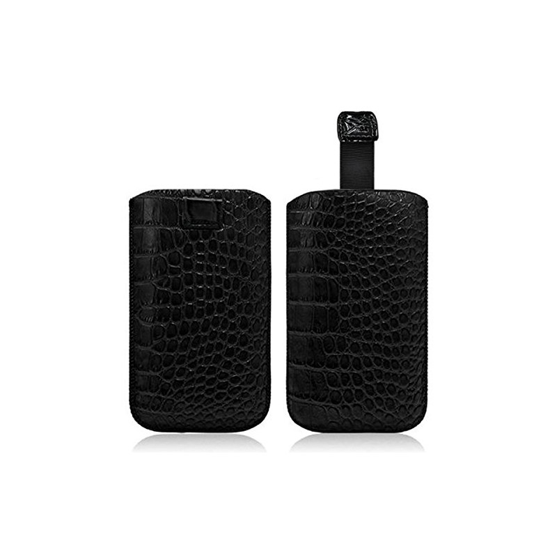 Housse Coque Etui Pochette Style Croco Couleur Noir pour Samsung Galaxy S4 Mini / Galaxy Trend / Trend Lite