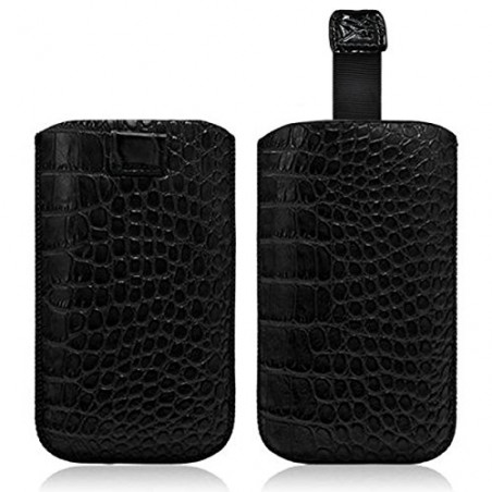 Housse Coque Etui Pochette Style Croco Couleur Noir pour Samsung Galaxy S4 Mini / Galaxy Trend / Trend Lite