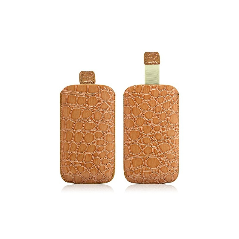 Housse Coque Etui Pochette Style Croco Couleur Ocre pour Nokia 108 Dual Sim