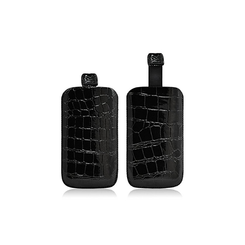 Housse Coque Etui Pochette Style Croco Couleur Noir pour Nokia 108 Dual Sim